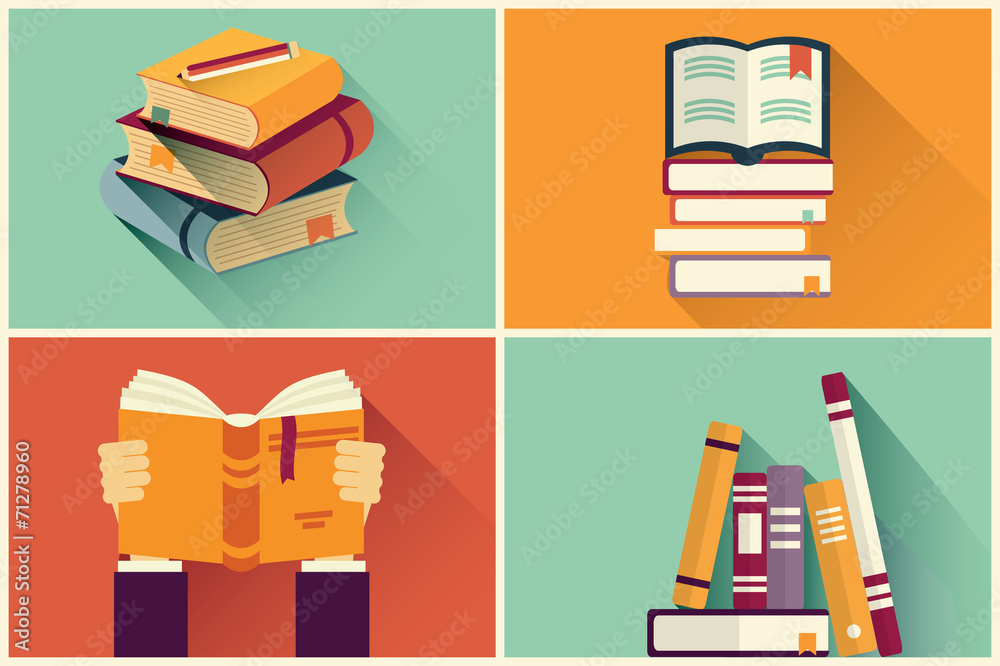Set of books in flat design, vector illustration Set of books in flat design, vector illustration