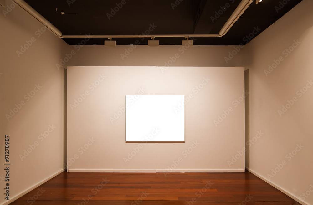 Art gallery interior with blank picture on the wall. Art gallery interior with blank picture on the wall.