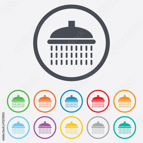 Shower sign icon. Douche with water drops symbol