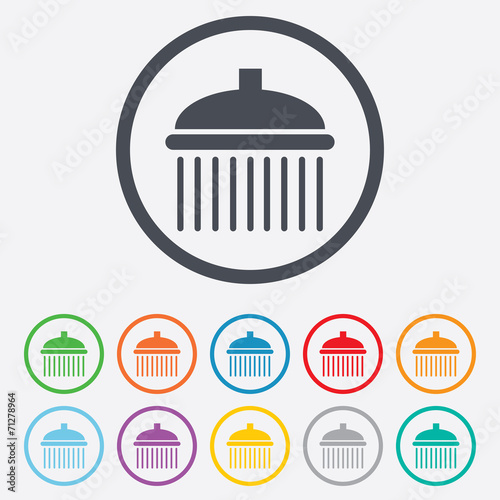 Shower sign icon. Douche with water drops symbol