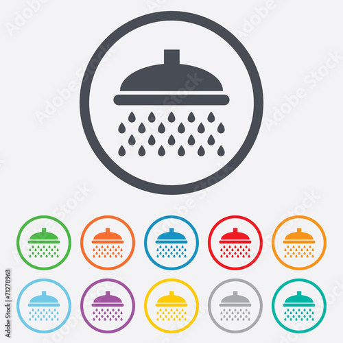 Shower sign icon. Douche with water drops symbol