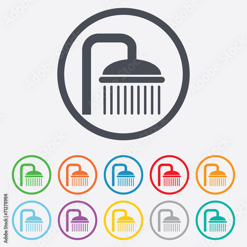 Shower sign icon. Douche with water drops symbol