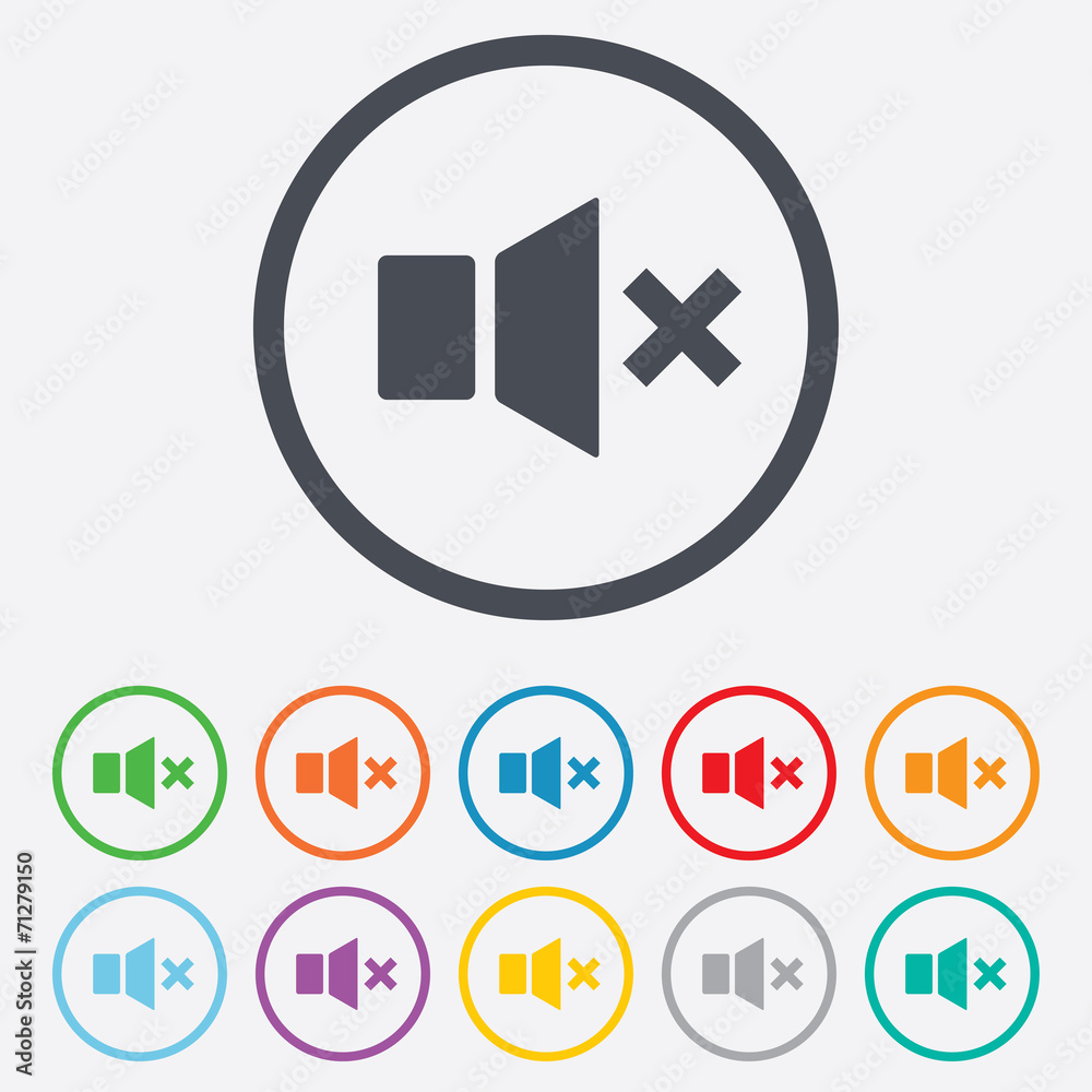 Mute speaker sign icon. Sound symbol.