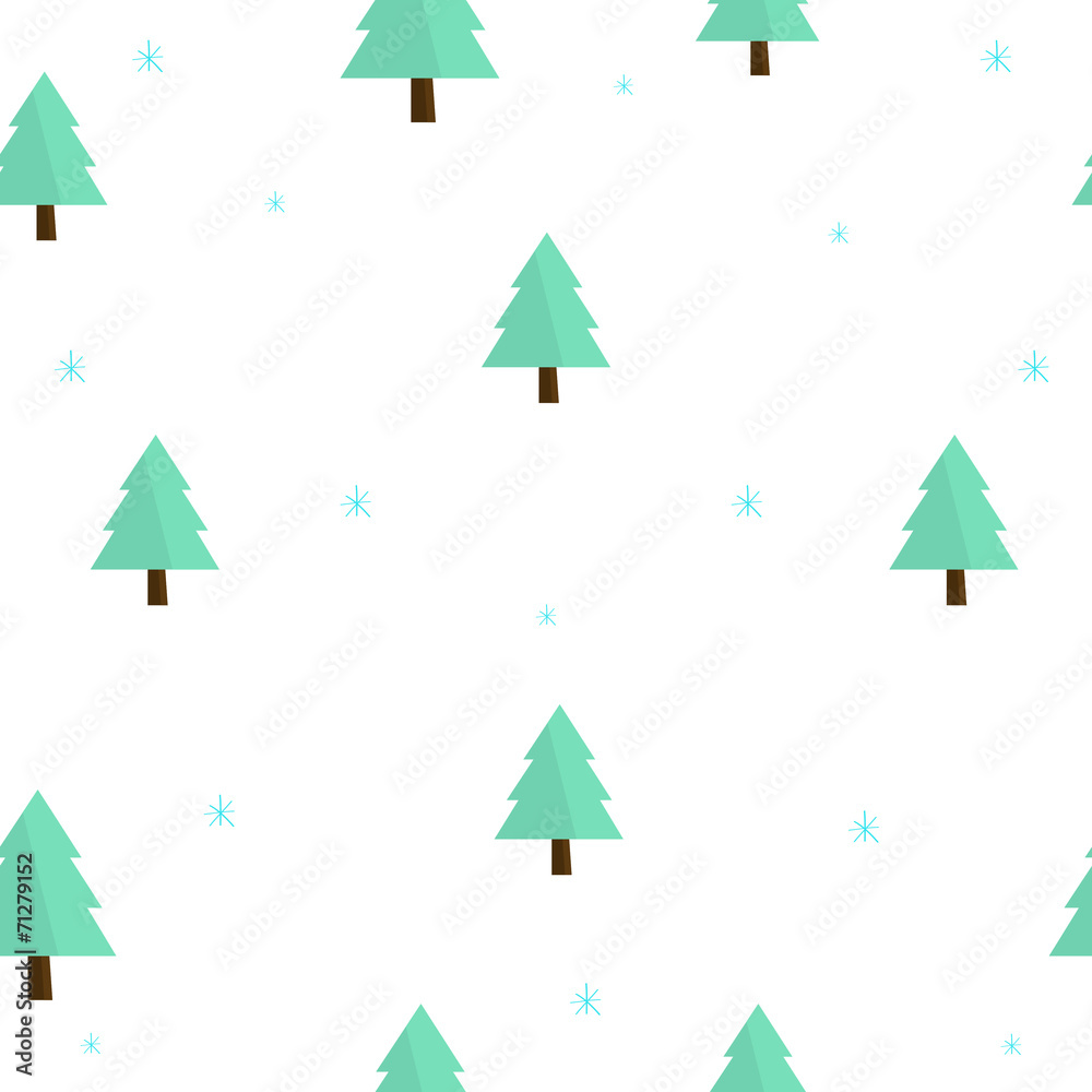 Cute Green Christmas Tree on a white seamless background Cute Green Christmas Tree on a white seamless background