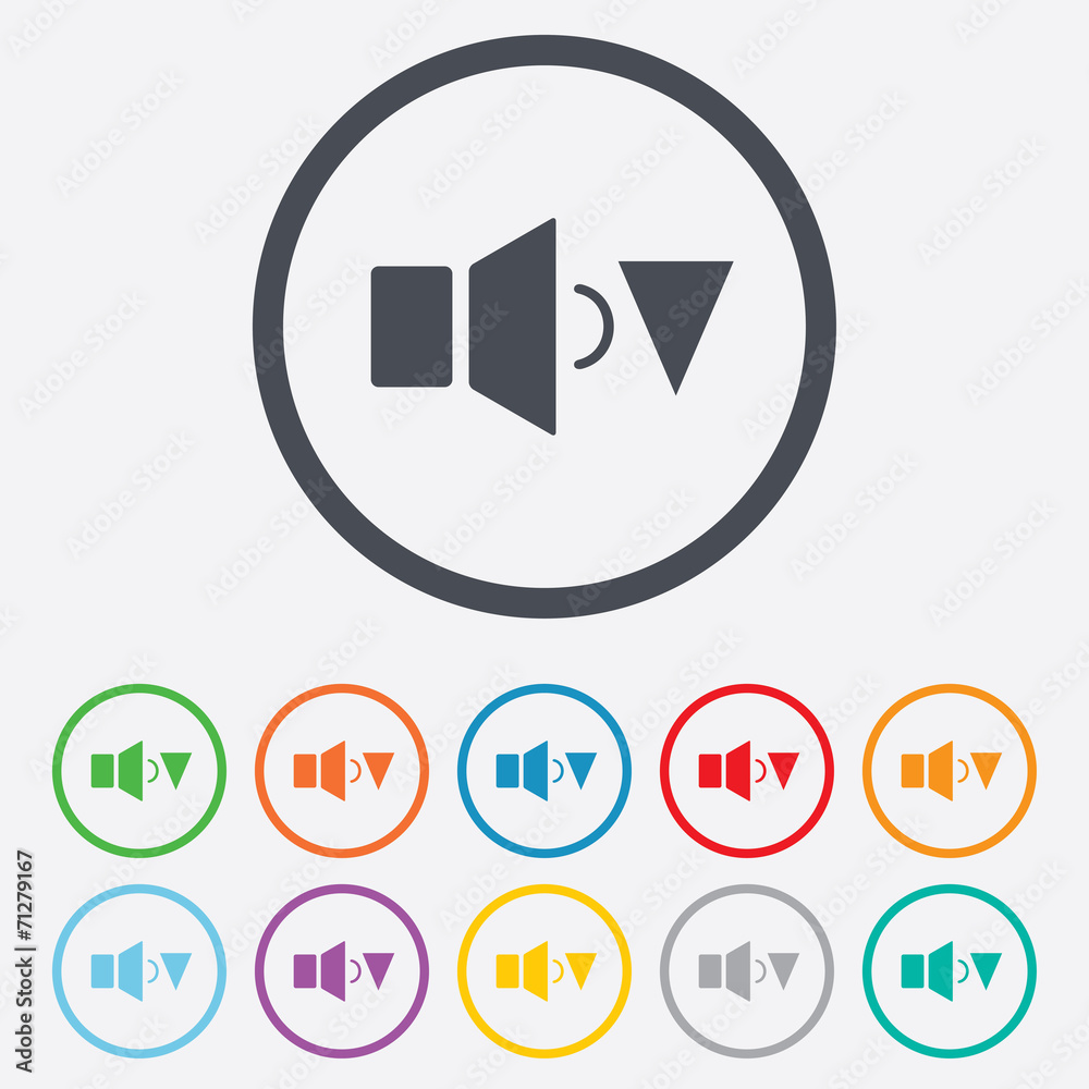 Speaker low volume sign icon. Sound symbol. Speaker low volume sign icon. Sound symbol.