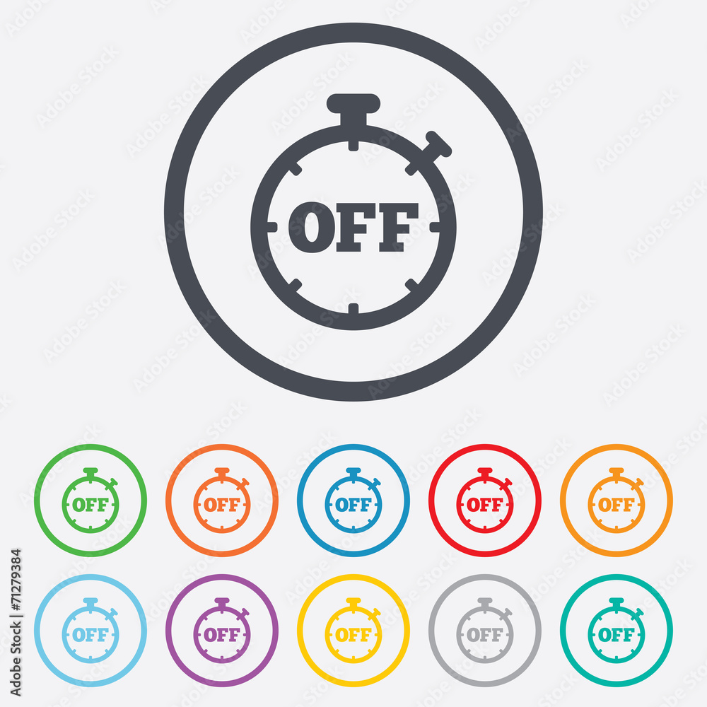 Timer off sign icon. Stopwatch symbol. Timer off sign icon. Stopwatch symbol.