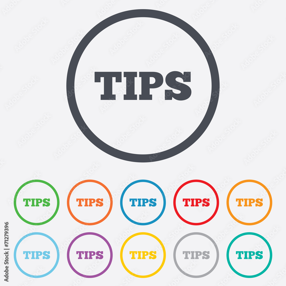 Tips sign icon. Service money symbol. Tips sign icon. Service money symbol.