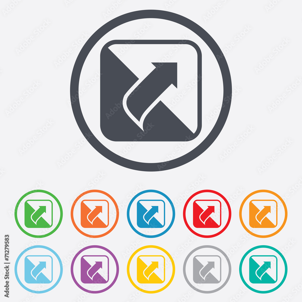 Turn page sign icon. Peel back sheet corner. Turn page sign icon. Peel back sheet corner.
