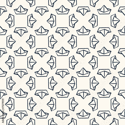 Seamless nautical pattern with paper boats.