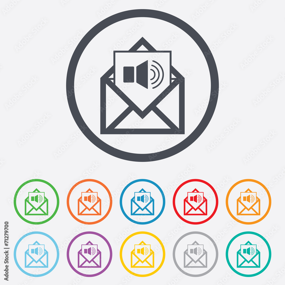 Voice mail icon. Speaker symbol. Audio message. Voice mail icon. Speaker symbol. Audio message.