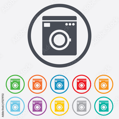 Washing machine icon. Home appliances symbol.