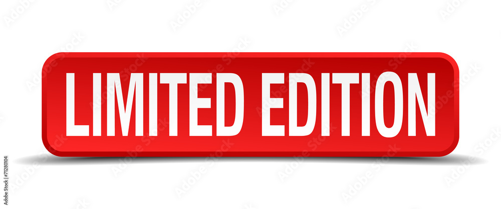 limited edition red 3d square button isolated on white limited edition red 3d square button isolated on white