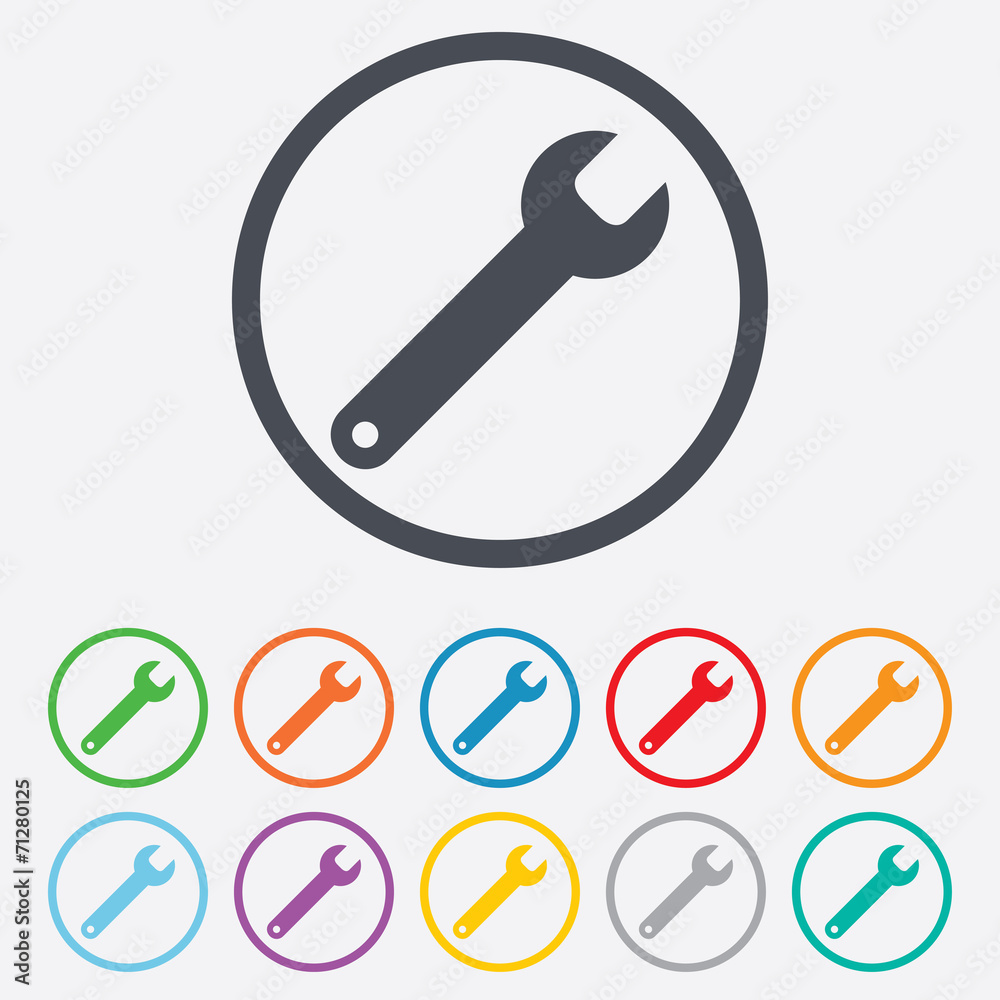 Wrench key sign icon. Service tool symbol. Wrench key sign icon. Service tool symbol.