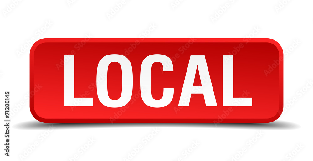 Local red 3d square button isolated on white Local red 3d square button isolated on white