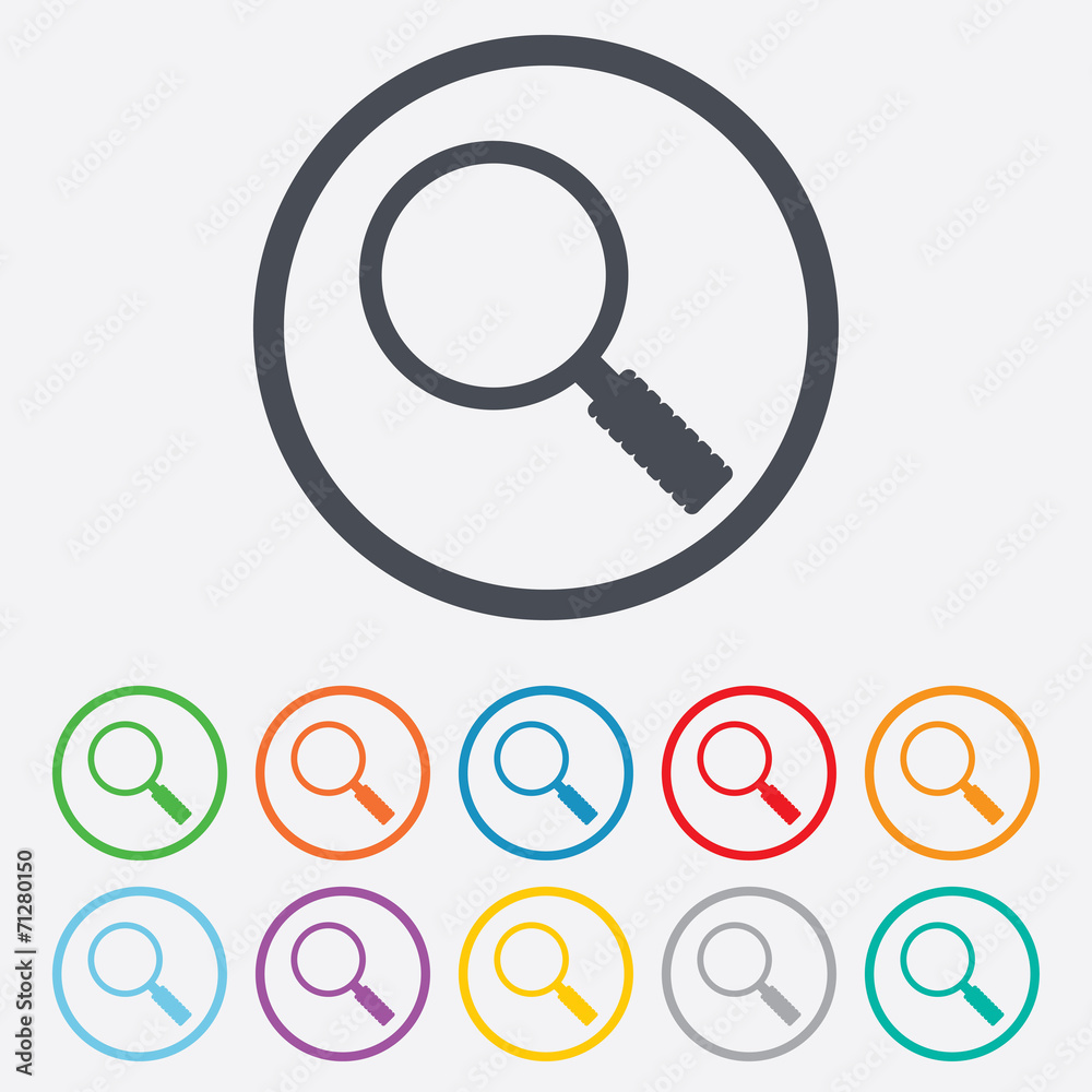 Magnifier glass sign icon. Zoom tool. Navigation Magnifier glass sign icon. Zoom tool. Navigation