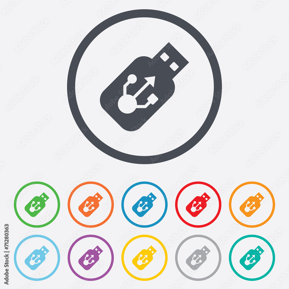 Usb sign icon. Usb flash drive stick symbol. Usb sign icon. Usb flash drive stick symbol.