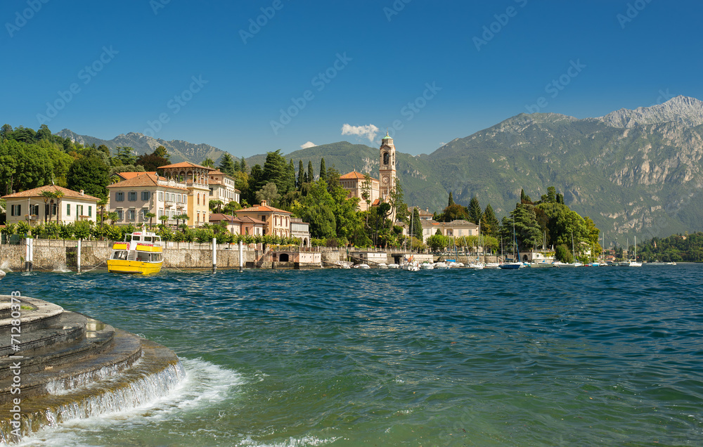 Waves along the coast of Lake Como at the town of Tremezzo