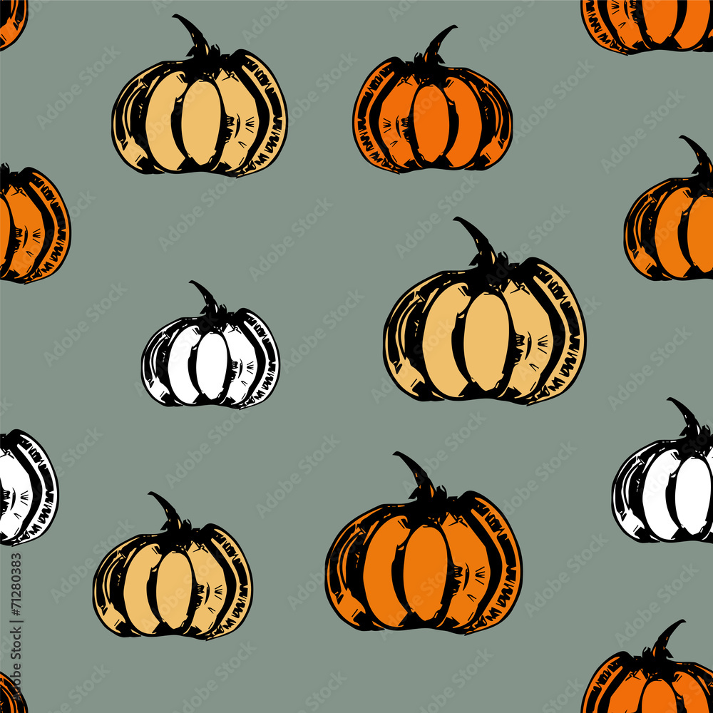 Colorful seamless pattern with pumpkins