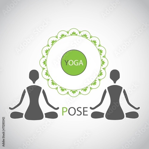 emblem yoga lotus posture silhouette figures of people