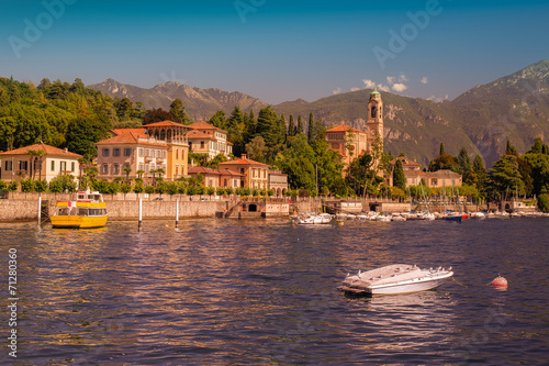 Warm sunny evening at Lake Como, Tremezzo, Italy, Europe photo