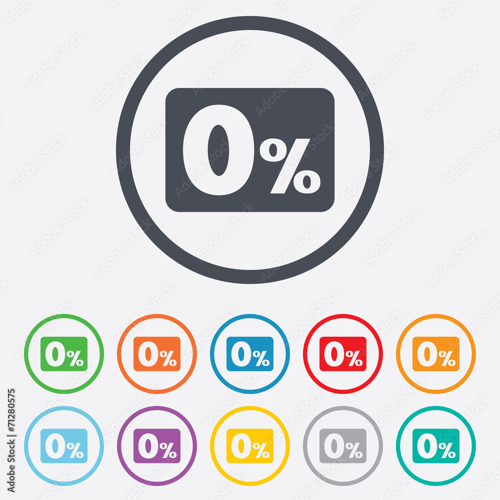 Zero percent sign icon. Zero credit symbol. Zero percent sign icon. Zero credit symbol.
