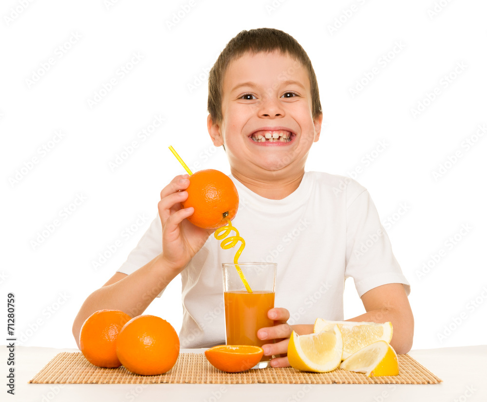 boy drink orange juice with a straw boy drink orange juice with a straw