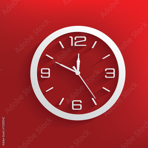 Clock design on red background,clean vector