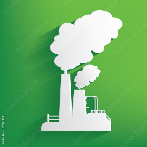 Heavy industry symbol on green background,clean vector