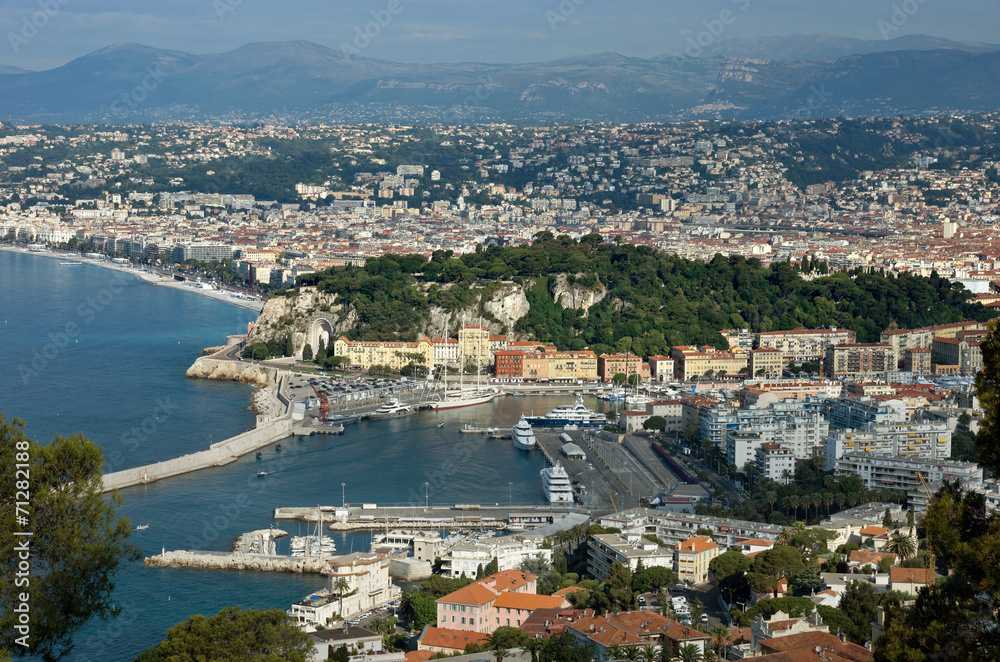 City of Nice - Panoramic view of district Villefranche-sur-Mer