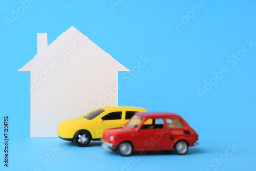 Mini house, red miniature car