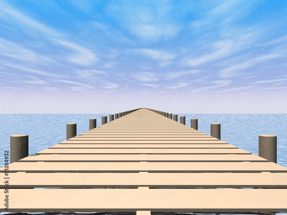Fototapeta premium Oneindigheid - loop planken op een zonnige dag