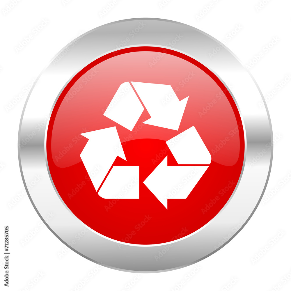 recycle red circle chrome web icon isolated recycle red circle chrome web icon isolated