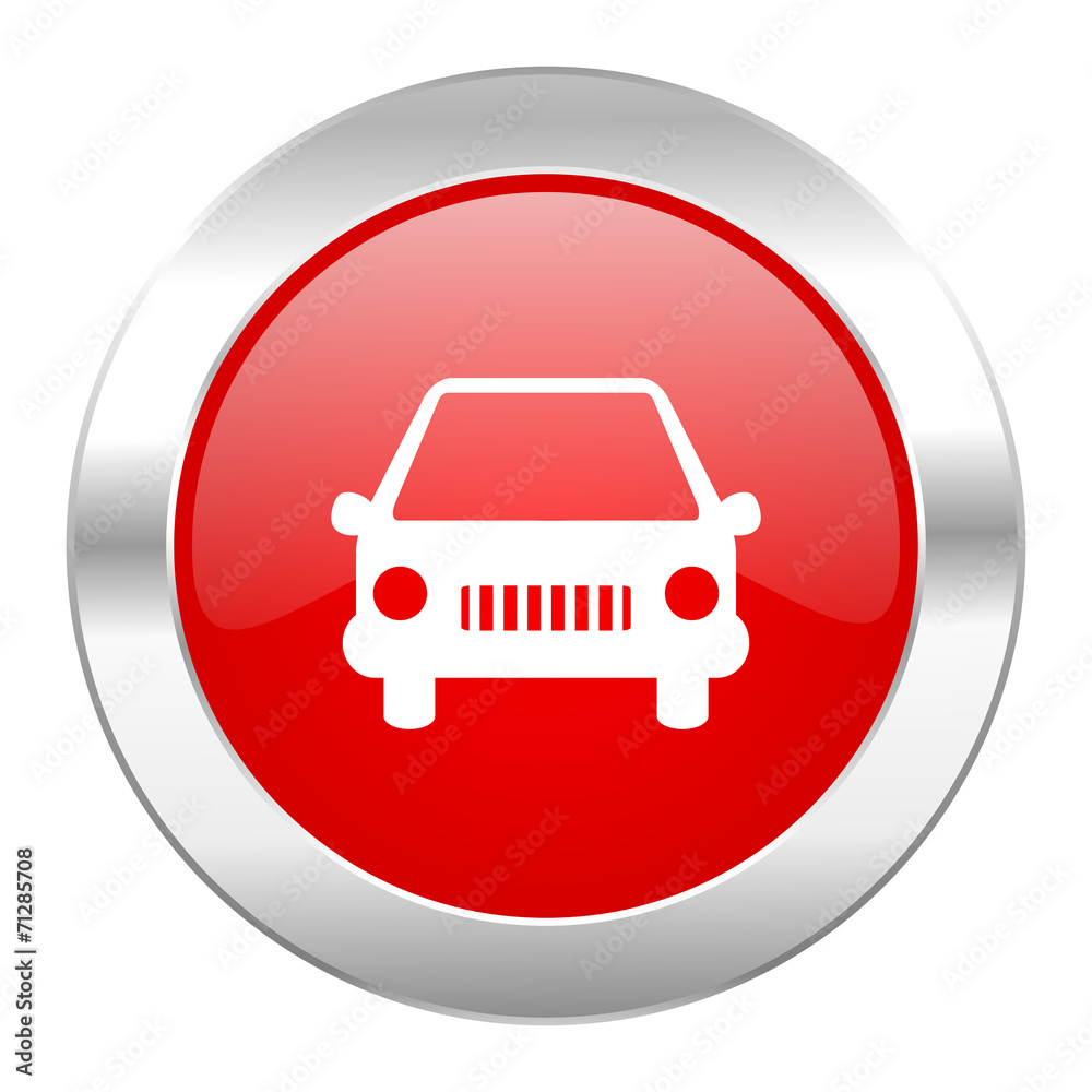 car red circle chrome web icon isolated car red circle chrome web icon isolated