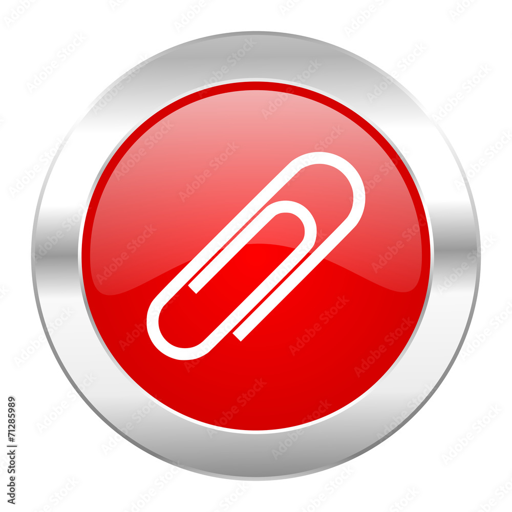 paperclip red circle chrome web icon isolated paperclip red circle chrome web icon isolated