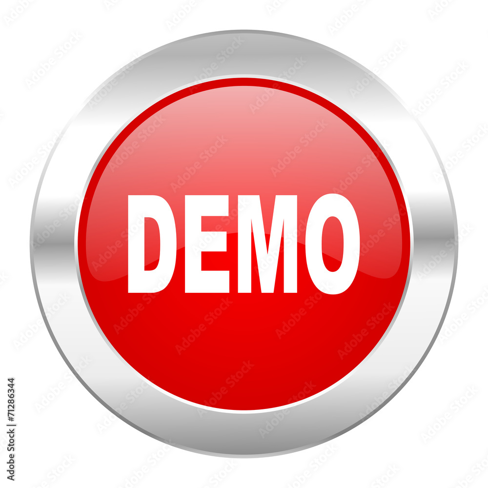 demo red circle chrome web icon isolated demo red circle chrome web icon isolated