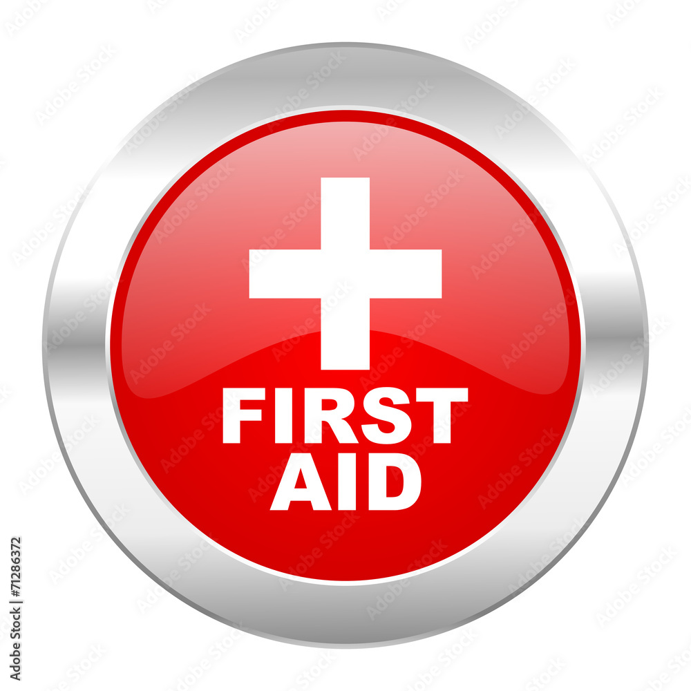 first aid red circle chrome web icon isolated first aid red circle chrome web icon isolated