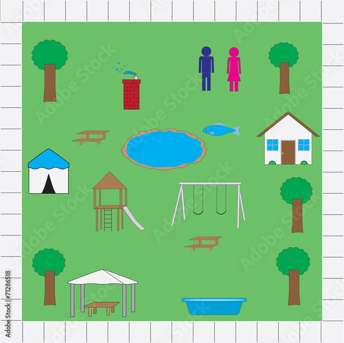 Park map icons vector pack