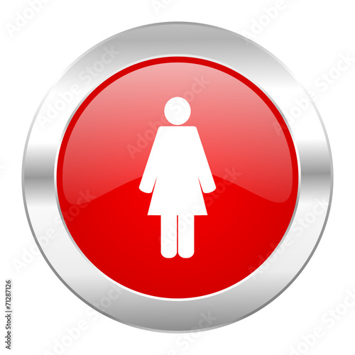 female red circle chrome web icon isolated