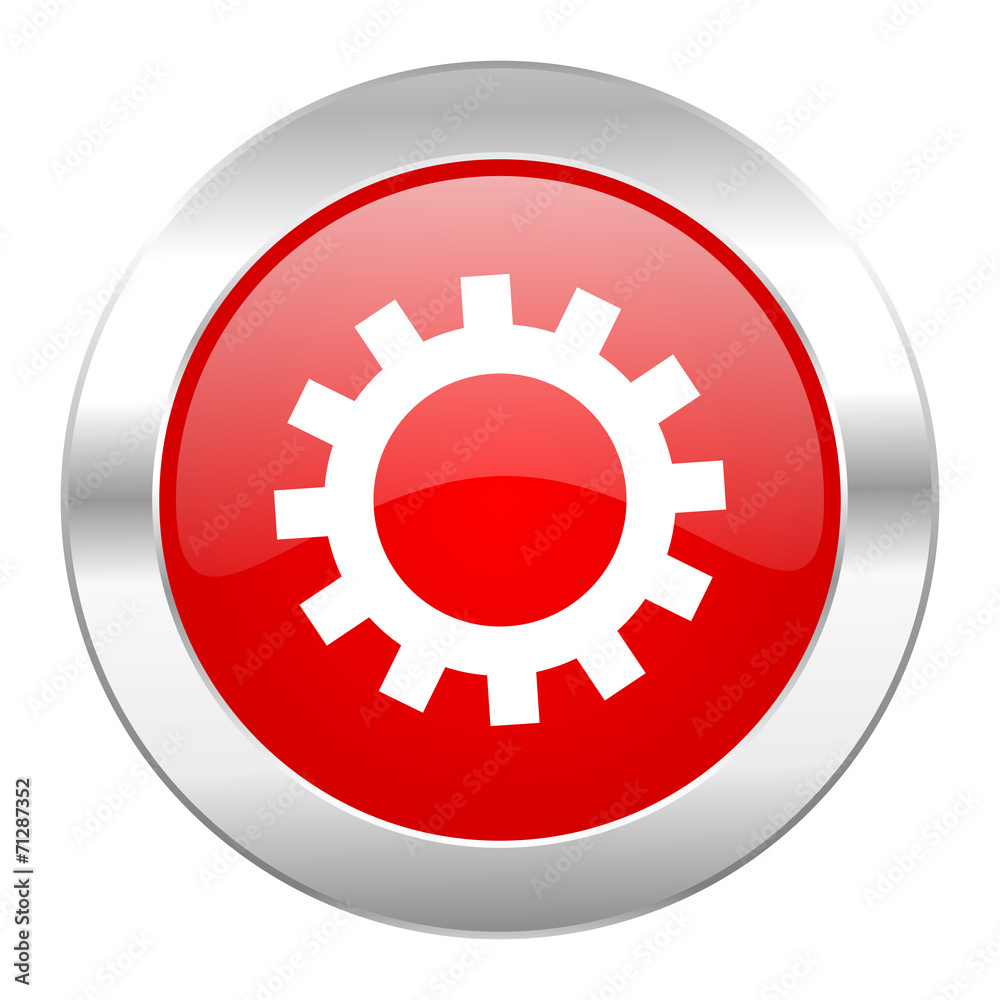 gear red circle chrome web icon isolated
