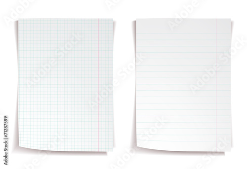 White notebook paper on white background