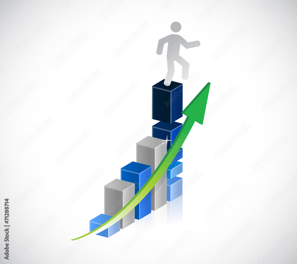 jumping from a business graph. illustration design jumping from a business graph. illustration design