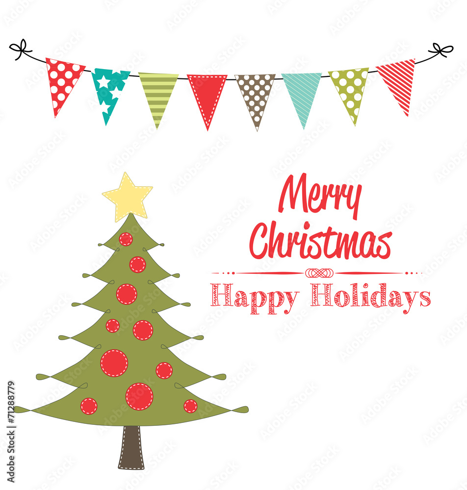 Christmas tree clip art with banner or bunting Christmas tree clip art with banner or bunting