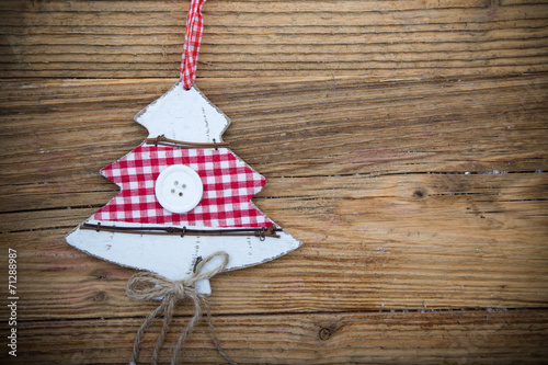 Tradition Christmas decorations on wooden background