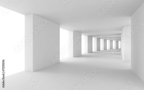 Fototapeta Naklejka Na Ścianę i Meble -  Abstract 3d background, empty bent white corridor