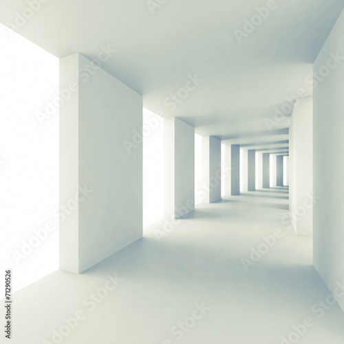 Carta da parati 3D Tunnel - Carta da parati Abstract architecture 3d background, empty white corridor