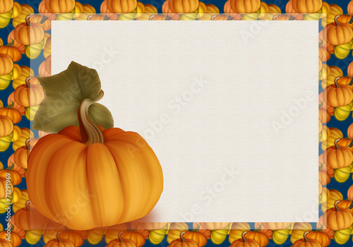 Beautiful Autumn Background Card with Pumpkins in Warm Colors.