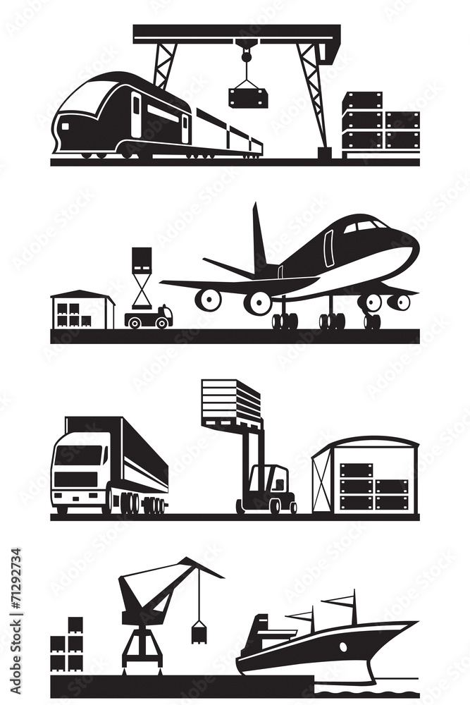 Cargo terminals in perspective - vector illustration Cargo terminals in perspective - vector illustration
