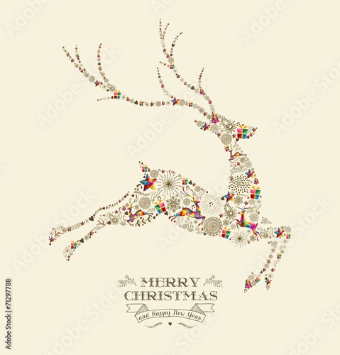 Merry Christmas vintage reindeer greeting card