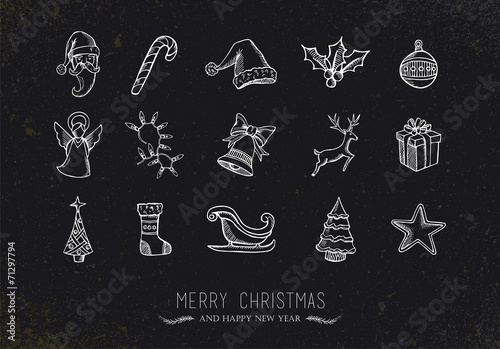 Vintage sketch Christmas icons