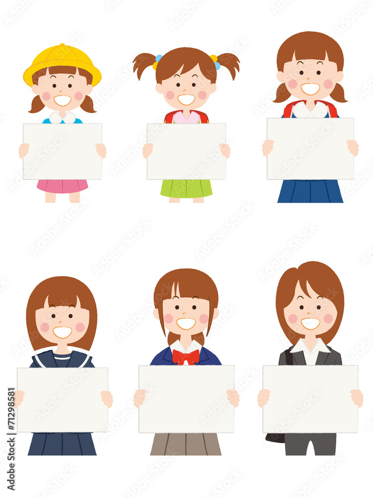 学生（女子／ボード）_イラスト